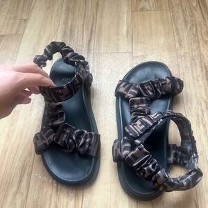 Fendi Ruched Logo Hiking Sporty Sandals